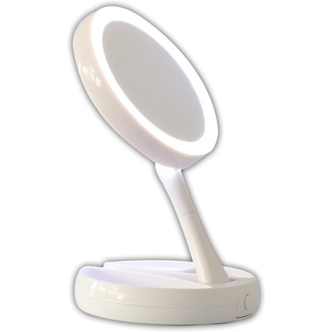 Espelho Luzes Led Dupla Face com Aumento 10 X Redondo