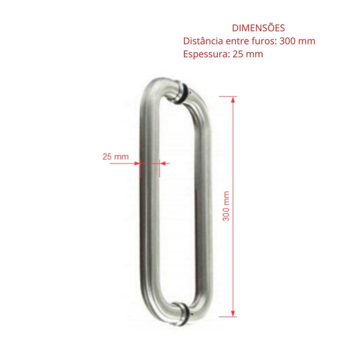 Puxador para porta de vidro inox Dorma com 30 cm - 3