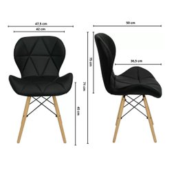 Cadeira Estofada Eiffel Slim Wood Pés de Madeira - Preto - 7 Cadeira Estofada Eiffel Slim Wood Pés de Madeira - Preto - 7