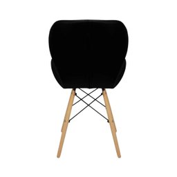 Cadeira Estofada Eiffel Slim Wood Pés de Madeira - Preto - 6 Cadeira Estofada Eiffel Slim Wood Pés de Madeira - Preto - 6