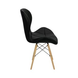 Cadeira Estofada Eiffel Slim Wood Pés de Madeira - Preto - 5 Cadeira Estofada Eiffel Slim Wood Pés de Madeira - Preto - 5