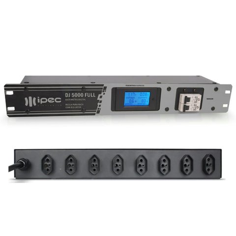 Regua para Rack com Disjuntor Bipolar Dj 5000 Full Ipec - Cinza