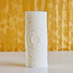 Vela Decorativa Cilíndrica Flor de Mandala Ramim Aromas Vela Decorativa Holística