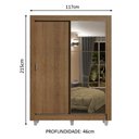 Ver imagem 4 de Guarda-roupa Solteiro Madesa Dallas Plus 2 Portas de Correr com Espelho 4 Gavetas com Pés - Rustic