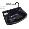 Pia Lavatório Plástico 4,8l Preta + Sifão Sanfonado Universal 61cm Preto + Torneira Preta + Engate P - 4