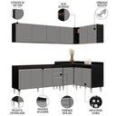 Ver mais imagens de Armário de Cozinha Modulado de Canto 6 Peças Cp31 Balcão sem Tampo Preto-cinza - Lumil