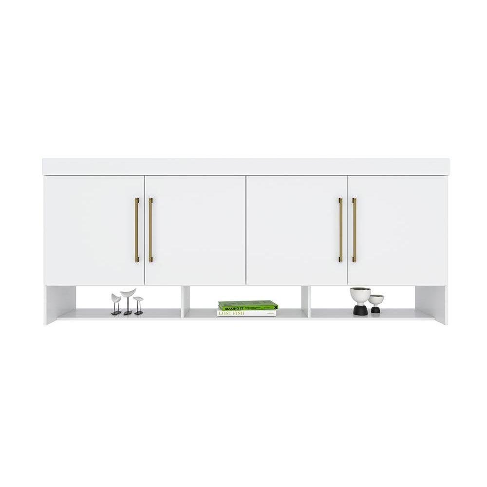 Módulo de Quarto Casal Armário Ponte Módena 74000 c/ 4 Portas Branco - Demóbile Menor preço em Módulo de Quarto Casal Armário Ponte Módena 74000 c/ 4 Portas Branco - Demóbile