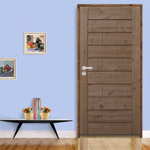 Kit Porta de Madeira 210x72cm Batente 11cm Fechadura Externa Stilo Rodam Abertura Direita Marrom/Pin