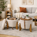 Ver imagem 1 de Puff Decorativo Baú Flex Tampo para Mesa Centro Linho Claro