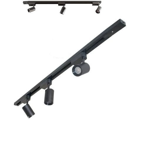 Kit Trilho Eletrificado 1m + 3 Spot Led 7w Preto 3000k Quente