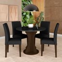 Ver imagem 1 de Mesa Redonda Com 4 Cadeiras Pérsia 0,9 Imb/pre/pre - Móveis Arapongas Imbuia/preto/preto 06