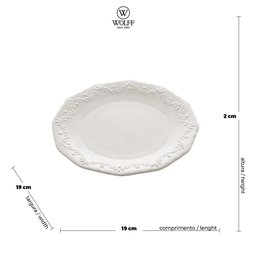 Jg 6 Pratos Wolff De Porcelana P/Sobremesa Alto Relevo 19Cm - 7