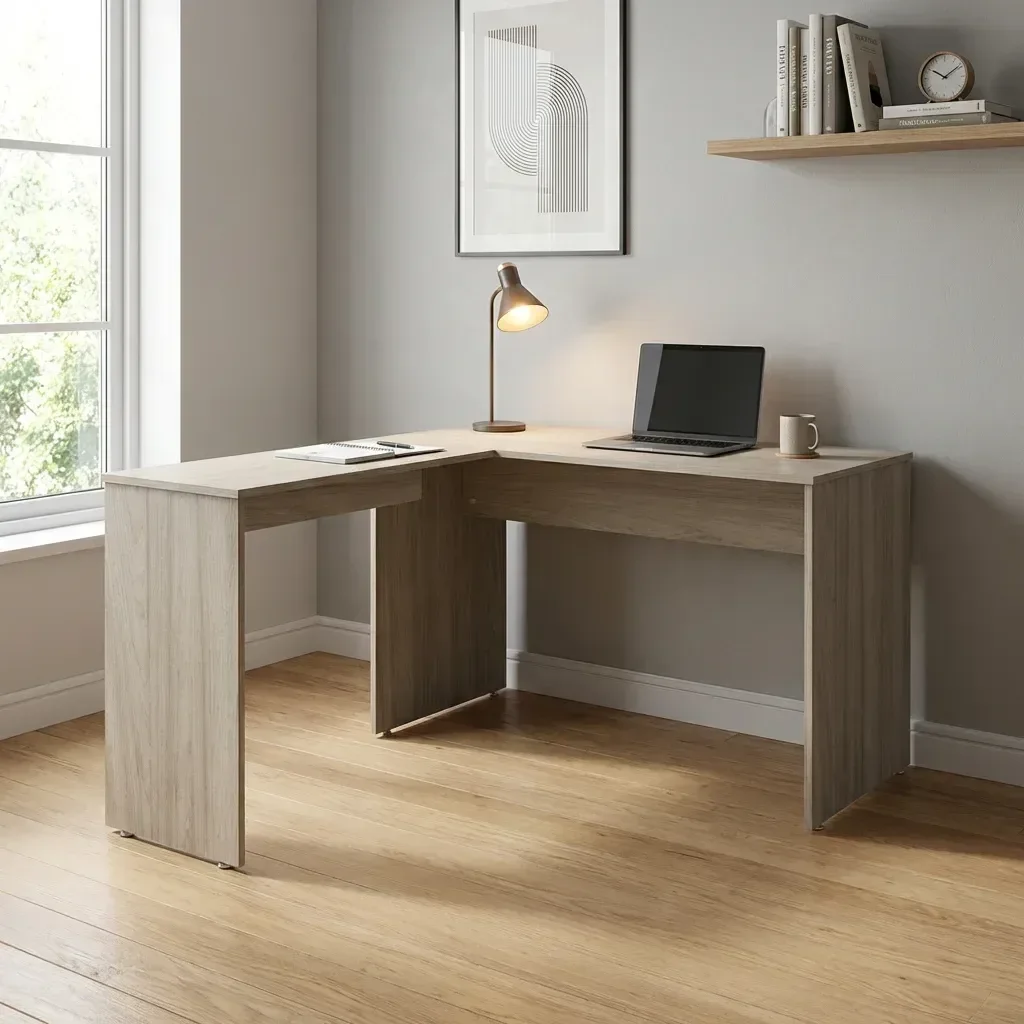 Escrivaninha em L Mesa de Escritório 150x120cm Studio Legno Crema Bege