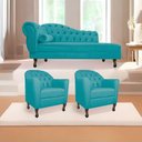 Ver imagem 1 de Kit Diva 160cm Lado Direito e 02 Poltronas Julia Suede - Doce Sonho Móveis Azul Turquesa