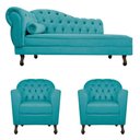Ver imagem 6 de Kit Diva 160cm Lado Direito e 02 Poltronas Julia Suede - Doce Sonho Móveis Azul Turquesa