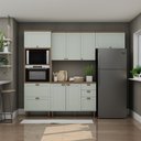 Ver imagem 1 de Cozinha Compacta 4PÇS 8 Pts 4 Gav Iluminata Verde Mint/Ebano