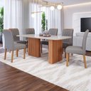 Ver imagem 1 de Mesa de Jantar 6 Lugares Ester Juliana com Vidro Ripado Cinamomo/off White/grafite - Cimol