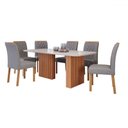 Ver imagem 2 de Mesa de Jantar 6 Lugares Ester Juliana com Vidro Ripado Cinamomo/off White/grafite - Cimol