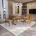 Ver imagem 1 de Conjunto Sala de Jantar Elisa em Madeira Maciça 6 Cadeiras Boucle Cinza