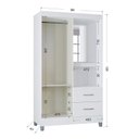 Ver imagem 3 de Cômoda 868 4 Gavetas e 1 Porta com Guarda Roupa Solteiro Córdoba 2 Portas Branco Brilho - Poquema