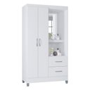 Ver imagem 5 de Cômoda 868 4 Gavetas e 1 Porta com Guarda Roupa Solteiro Córdoba 2 Portas Branco Brilho - Poquema