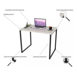 Mesa Para Computador Office Estilo Industrial 0,90m Kuadra - 3