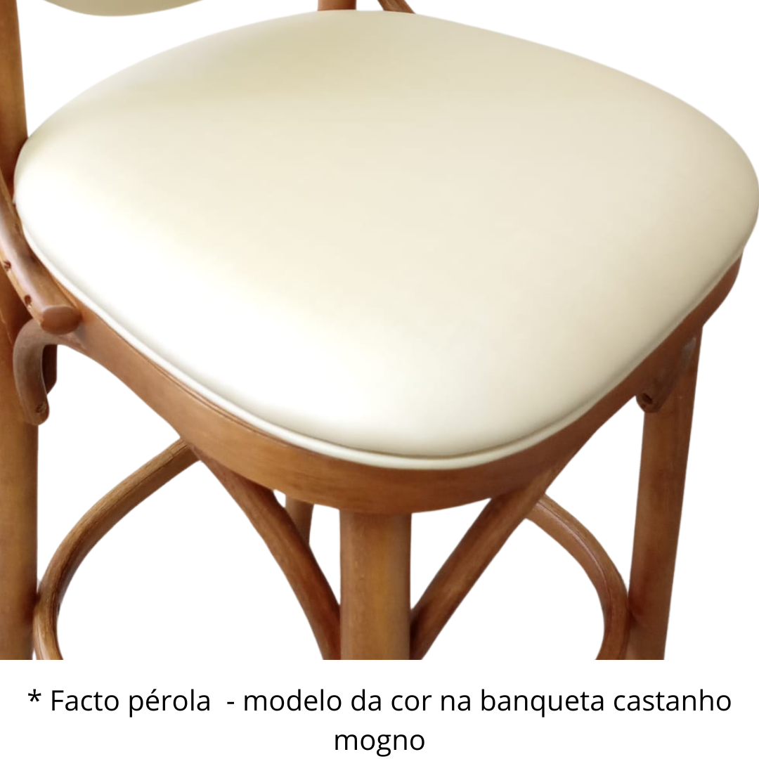 Banqueta Bruna Selva alt esp 60cm estofada facto dunas pérola Madeira Maciça Gourmet Bancada Bistrô 