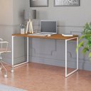 Ver imagem 1 de Mesa de Escritório Escrivaninha Secretaria 136cm Industrial Canela e Branco Marrom