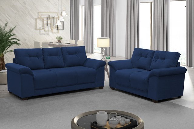 Sofá 2 e 3 Lugares Dubai Suede Cores Diversas:Azul