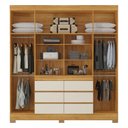 Ver imagem 3 de Guarda-roupa Casal Cádis 4 Portas 6 Gavetas com Espelho Cinamon/off-white - Demóbile