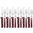Ver imagem 5 de Jogo de Talheres Jumbo Tramontina Churrasco Lâminas Inox e Cabos Madeira Polywood 12 peças Vermelho