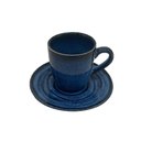 Ver imagem 2 de Conjunto 6 Xícaras e Pires em Porcelana Azul e Preto 100ml Bm0014 Btc