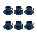 Ver imagem 1 de Conjunto 6 Xícaras e Pires em Porcelana Azul e Preto 100ml Bm0014 Btc