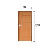 Kit Porta de Madeira 210x92cm Batente 11cm Fechadura Rolete Belissima 6 Rodam - 3