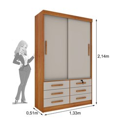 Guarda Roupa Roupeiro Chicago 2 Portas Cinamomo Off White - Tcil - 3