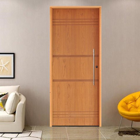 Kit Porta de Madeira 210x82cm Batente 14cm Fechadura Rolete Belissima 7 Rodam Abertura Esquerda Marr