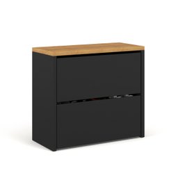 Sapateira Banco Organizadora 2 Portas Basculantes Mel - Preto / Freijó - 1