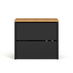 Sapateira Banco Organizadora 2 Portas Basculantes Mel - Preto / Freijó - 2