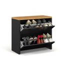 Ver imagem 3 de Sapateira Banco Organizadora 2 Portas Basculantes Mel - Preto / Freijó