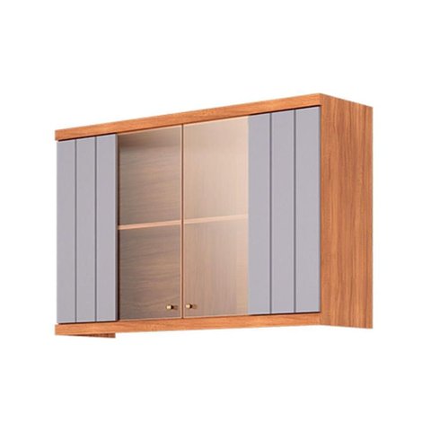 Armário Aéreo Cozinha Elena 2 Ptas c/Vid 120cm Platina MGM
