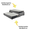 Ver imagem 7 de Bicama Box Solteirão 96x203 Suede Cinza com Dois Colchões Adapto Molas Ensacadas Ecoflex