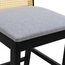 Ver imagem 7 de Banqueta Média Pérola Madeira Maciça com Telinha c/ 62cm Altura - Preto Assento Estofado Linho Cinza