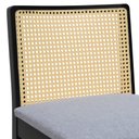 Ver imagem 6 de Banqueta Média Pérola Madeira Maciça com Telinha c/ 62cm Altura - Preto Assento Estofado Linho Cinza