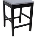 Ver mais imagens de Banqueta Média Pérola Madeira Maciça com Telinha c/ 62cm Altura - Preto Assento Estofado Linho Cinza