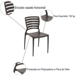 Conjunto 2 Cadeiras de Plástico com Encosto Vazado Horizontal Sofia - Tramontina - Marrom 92237/109 - 3 Conjunto 2 Cadeiras de Plástico com Encosto Vazado Horizontal Sofia - Tramontina - Marrom 92237/109 - 3