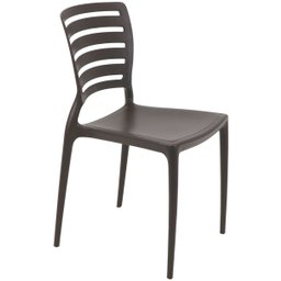 Conjunto 2 Cadeiras de Plástico com Encosto Vazado Horizontal Sofia - Tramontina - Marrom 92237/109 - 4 Conjunto 2 Cadeiras de Plástico com Encosto Vazado Horizontal Sofia - Tramontina - Marrom 92237/109 - 4