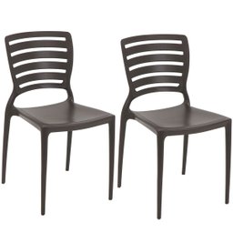 Conjunto 2 Cadeiras de Plástico com Encosto Vazado Horizontal Sofia - Tramontina - Marrom 92237/109 - 1 Conjunto 2 Cadeiras de Plástico com Encosto Vazado Horizontal Sofia - Tramontina - Marrom 92237/109 - 1