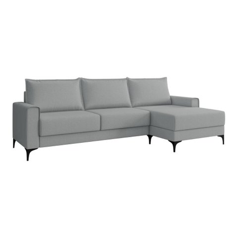 Sofá 3 Lugares 270cm com Chaise e Pés Metálicos Multimóveis Cr45343 Cinza Escuro