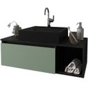 Ver imagem 1 de Gabinete de Banheiro 80 Cm com Cuba 1 Porta e Nicho Mármore Lunar/verde Mar