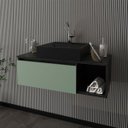 Ver imagem 7 de Gabinete de Banheiro 80 Cm com Cuba 1 Porta e Nicho Mármore Lunar/verde Mar
